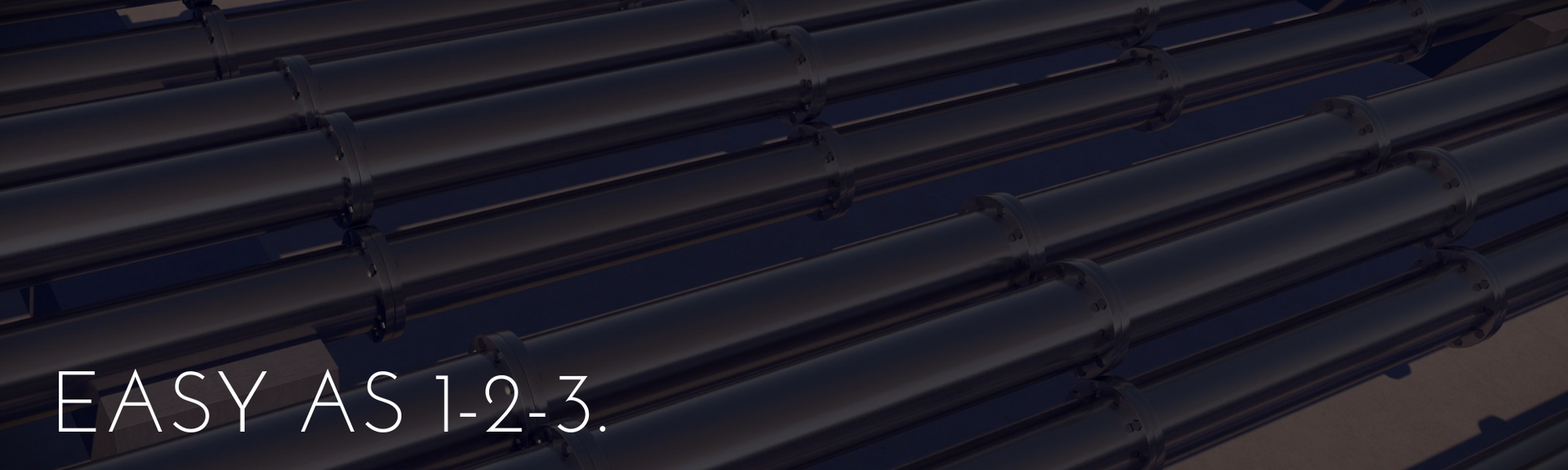 Dark diagonal lines with the text “EASY AS 1-2-5” in the lower left.