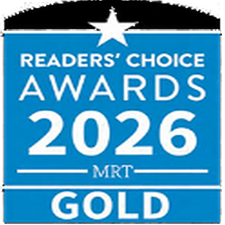 Readers' Choice Awards 2025 logo with a star on top and blue background.