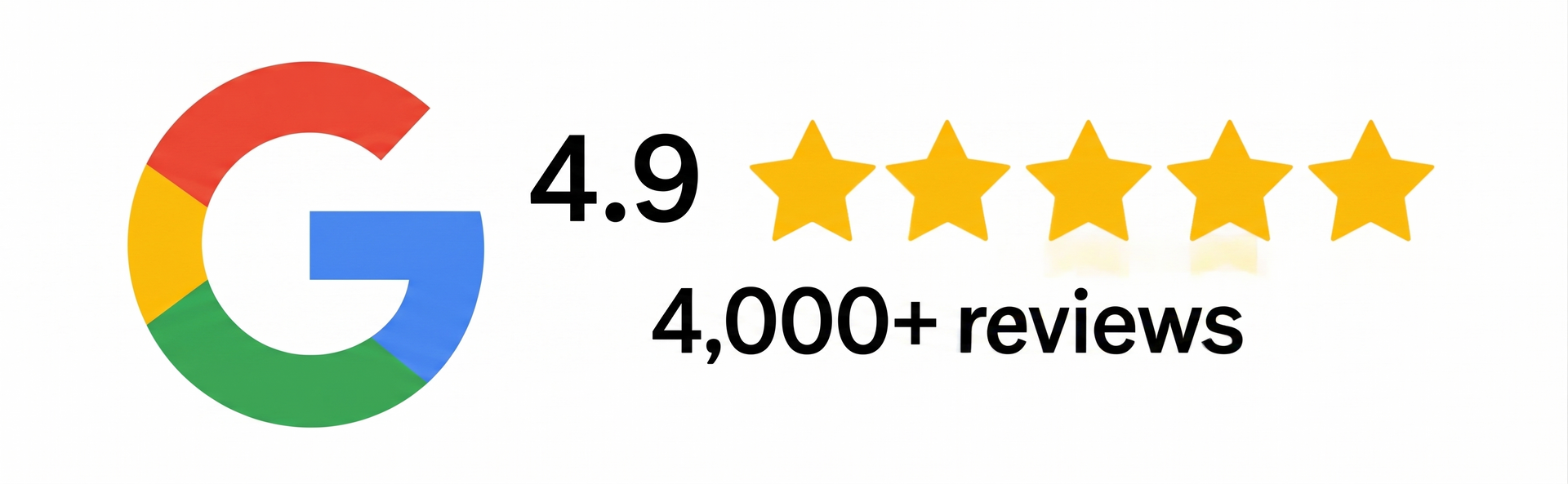 The google logo has 4.9 stars and 1,000+ reviews.
