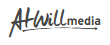 Black and gray “AtWill media” logo on a white background