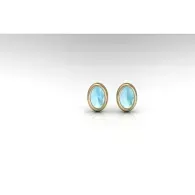 Pair of turquoise oval stud earrings on a white background