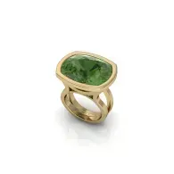 Gold ring with a large green gemstone setting