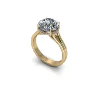Yellow gold ring with a large round diamond solitaire