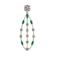Gold necklace with green oval stones and star-shaped silver accents, shown on a white background