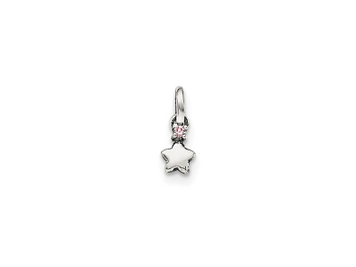 Small silver star-shaped pendant with a pink accent on a white background