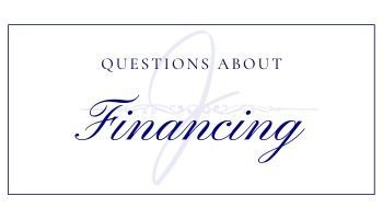 Text graphic reading “Questions about Financing” in blue and gray on a white background