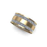 Gold and silver striped ring with sparkling diamond-like bands