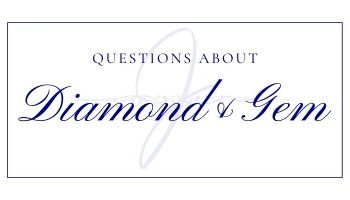 Questions About Diamond & Gem text logo on a white background