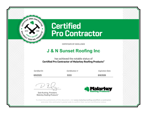 Certified Pro Contractor plaque