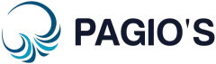 PAGIO’S logo with a blue wave icon and dark navy text on a white background