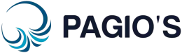 PAGIO’S logo with a blue wave icon and dark navy text on a white background