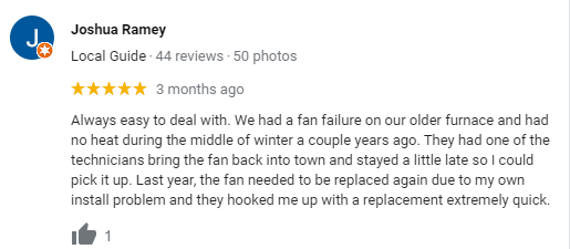 A screenshot of a google review for joshua ramey
