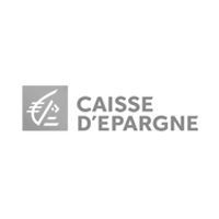 Logo de la Caisse d'Épargne en gris avec un emblème et un texte blancs sur fond blanc