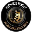 It is a badge that says `` associate member international coach guild ''.