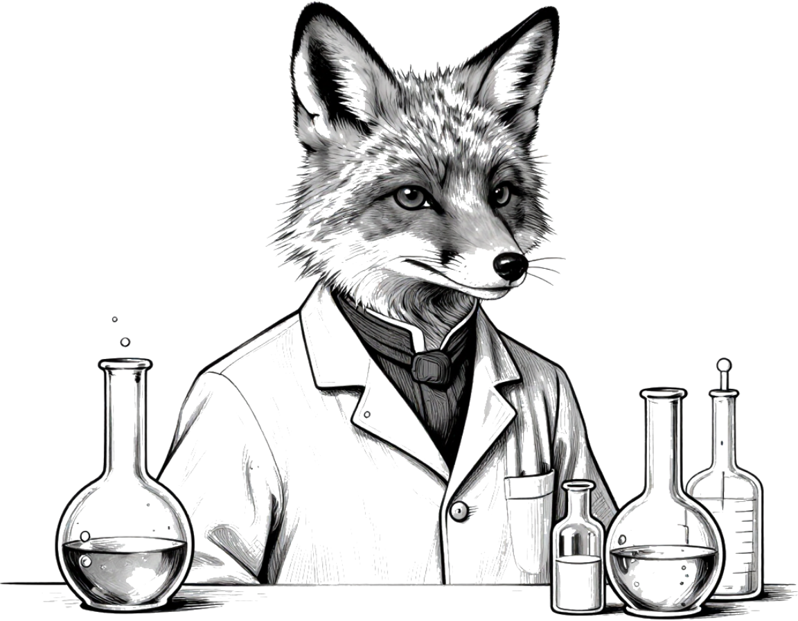 Marie Curie reimagined as a fox
