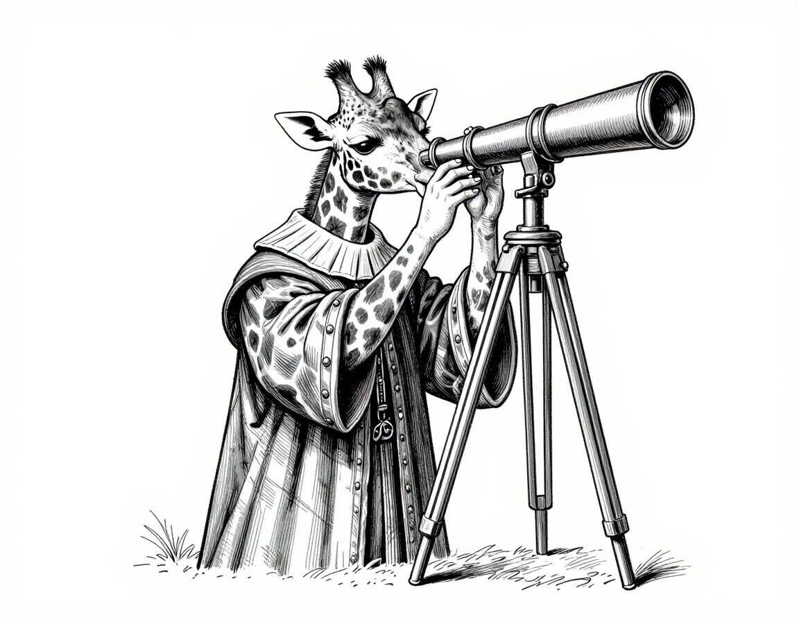 Galileo Galilei reimagined as a giraffe