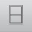 Gray double-pane window icon on a light gray background
