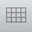Gray 3x4 grid icon with small square cells and thick border
