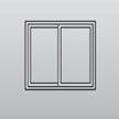 Simple gray icon of a two-panel window with a white frame