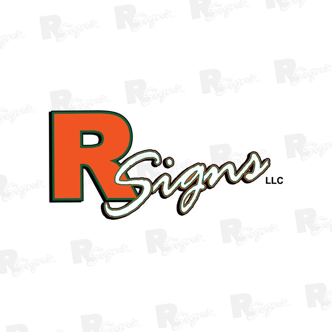 R Signs LLC logo with orange “R” and black cursive “Sign” on white background