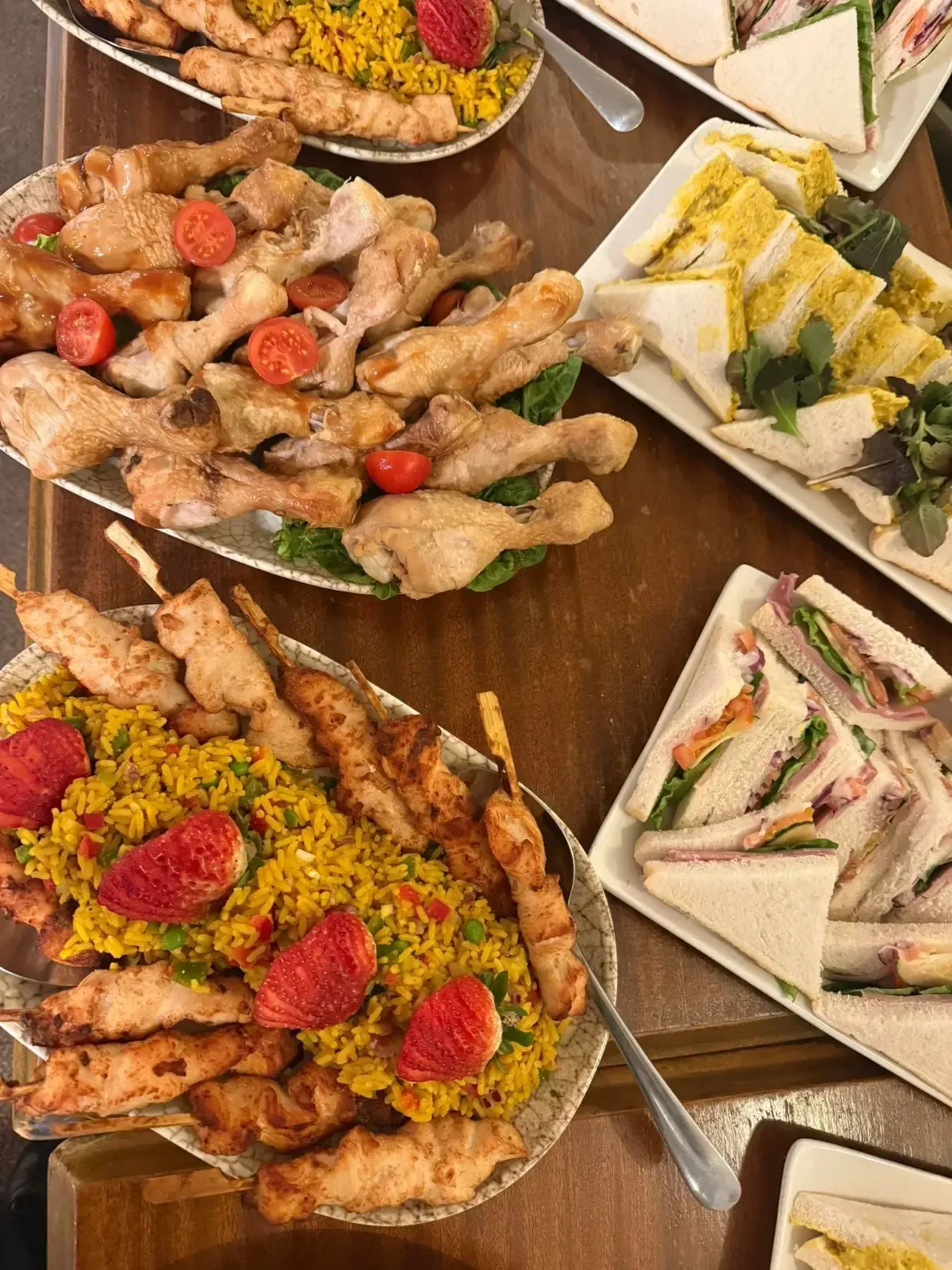 The Mackworth Arms, Laleston, Bridgend | Platters of food: fried chicken, skewers, sandwiches, and couscous