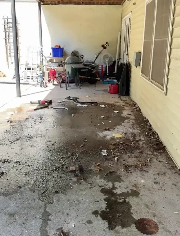 after hot tub removal from a covered patio