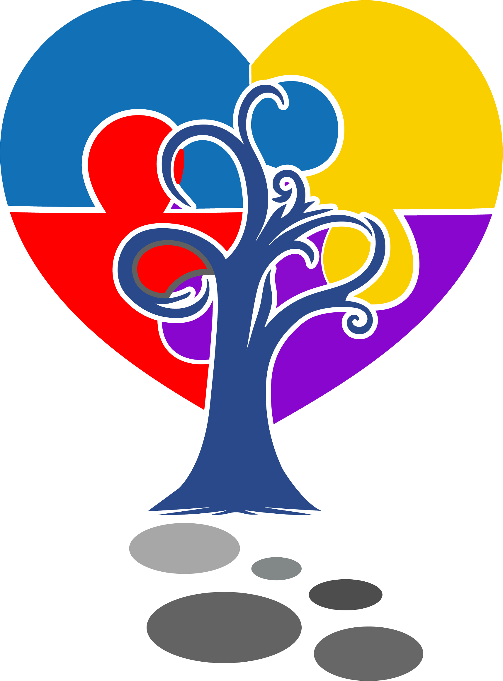 A colorful heart with a tree in the middle