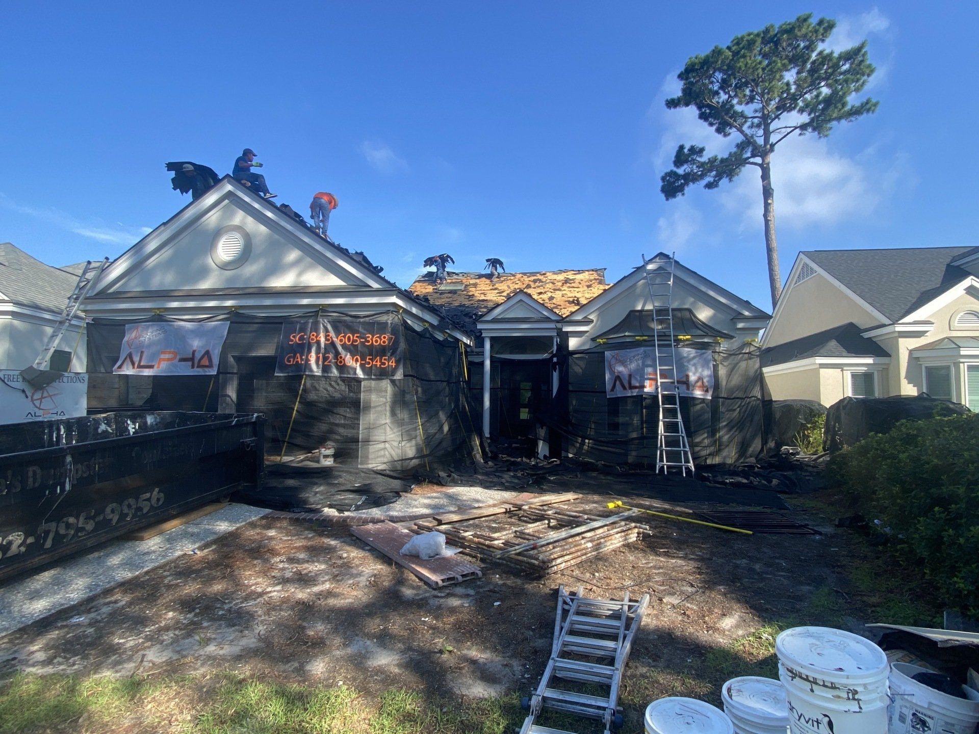 House Undergoing Roof Replacement 