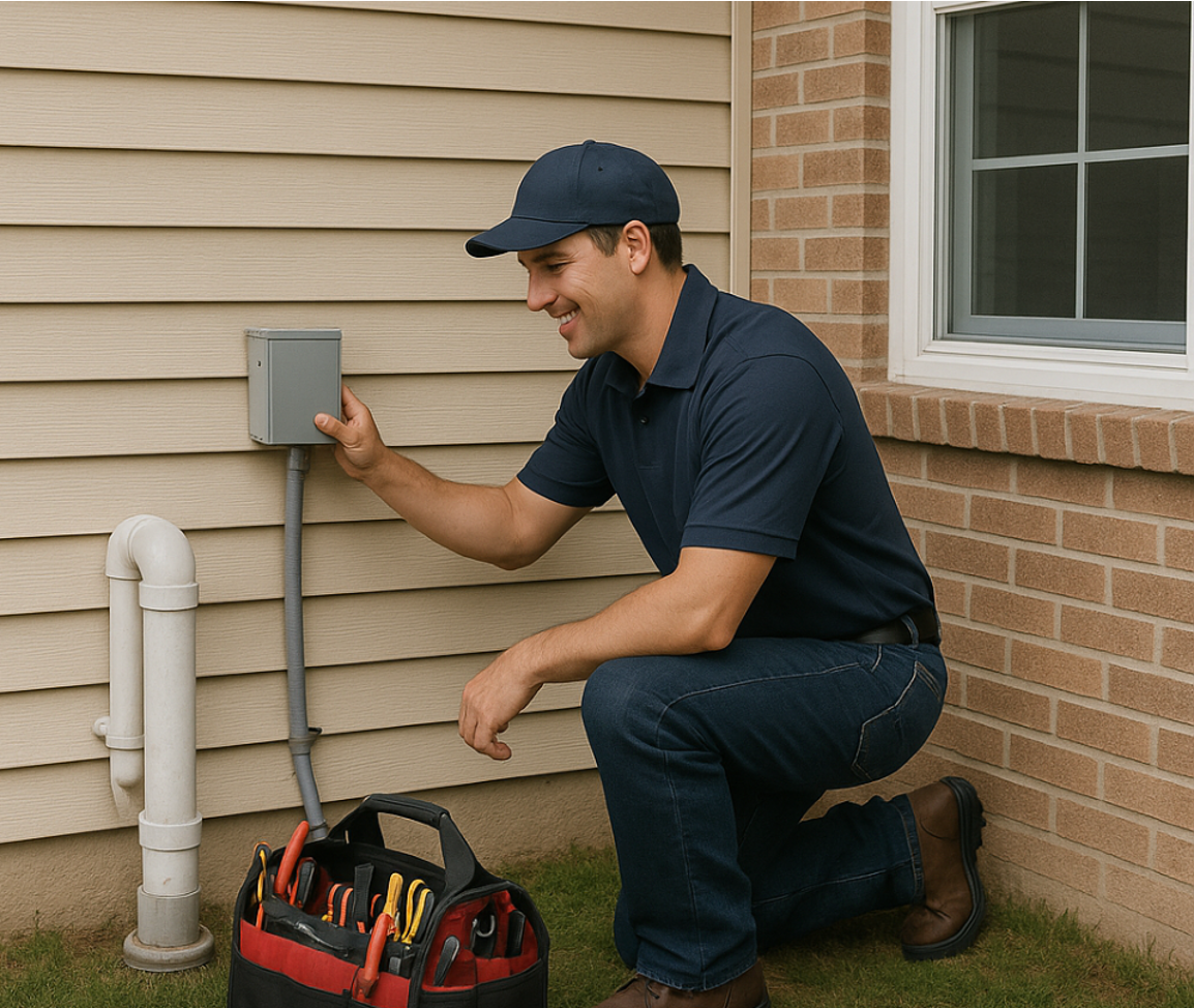 ThermoGrid case study infographic for a home services company showing business challenges, solutions, and results including a 7-figure exit and 40% growth.