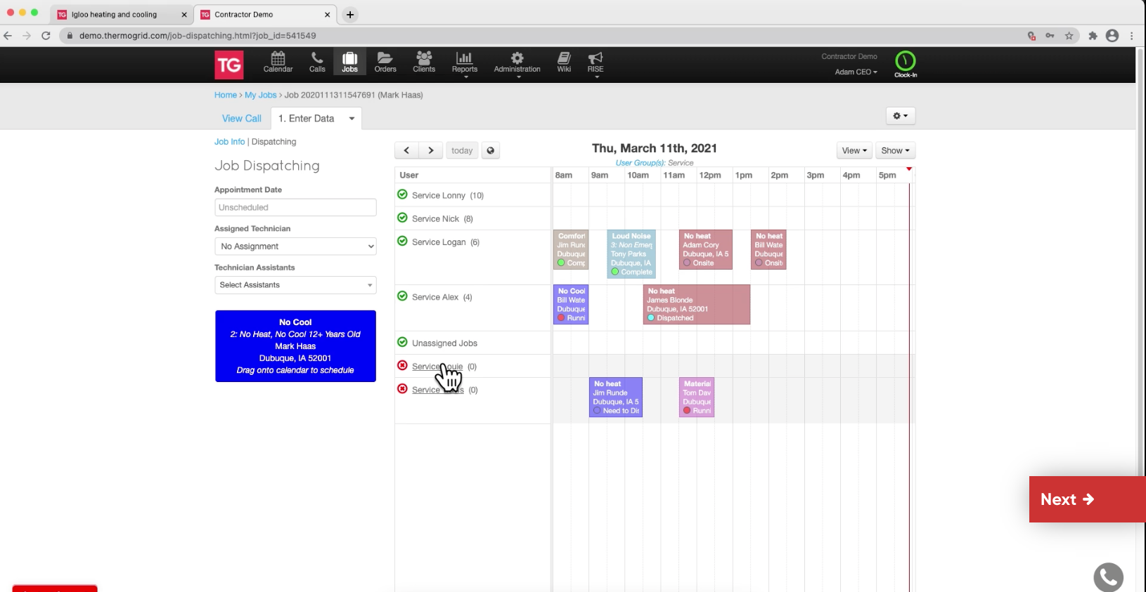 ThermoGrid’s smart dispatching optimizes job assignments for maximum efficiency.