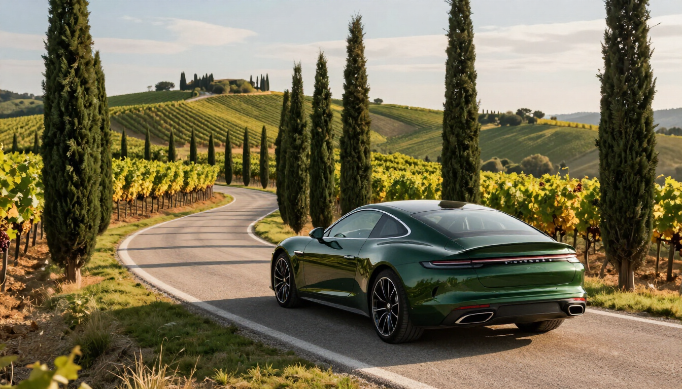 Private chauffeured journey through the Tuscan countryside near Florence