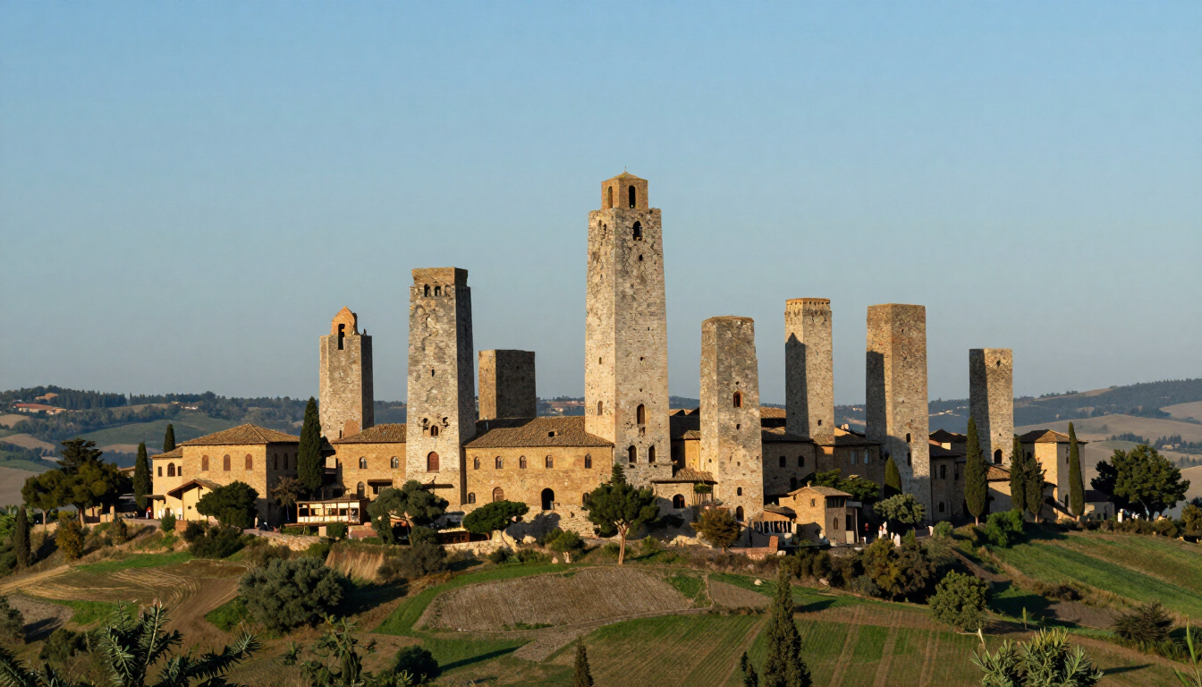 San Gimignano towers and Tuscan hills