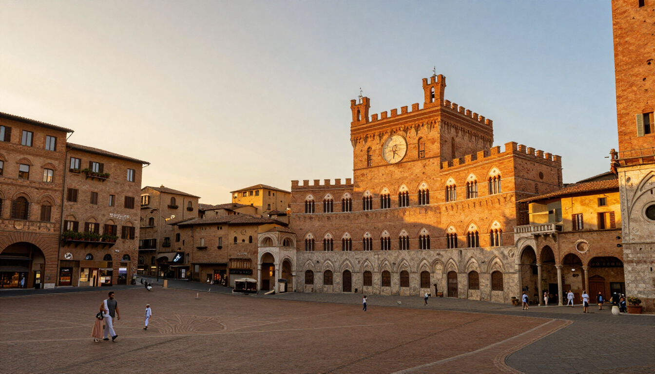 Siena Piazza del Campo with traditional Tuscan architecture
