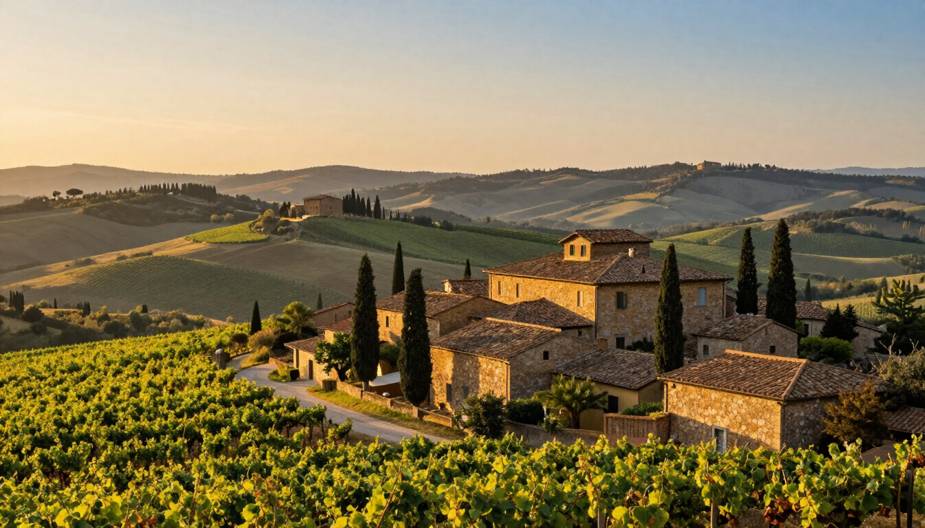 Most beautiful towns in Tuscany with medieval rooftops and vineyards
