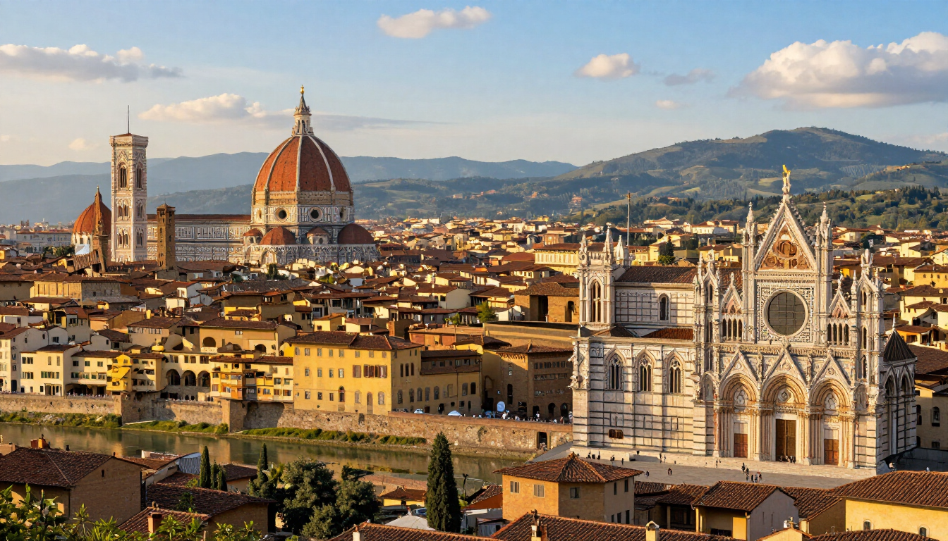 Florence vs Siena travel comparison with Tuscan city views