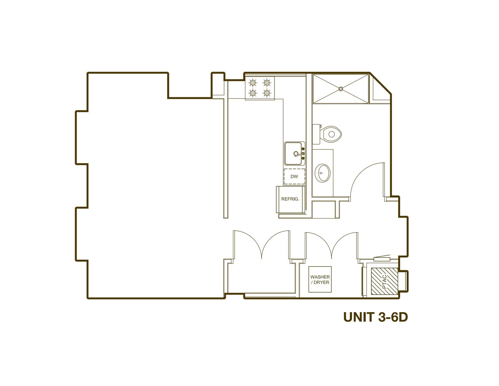 A floor plan of a house with a kitchen and a bathroom.