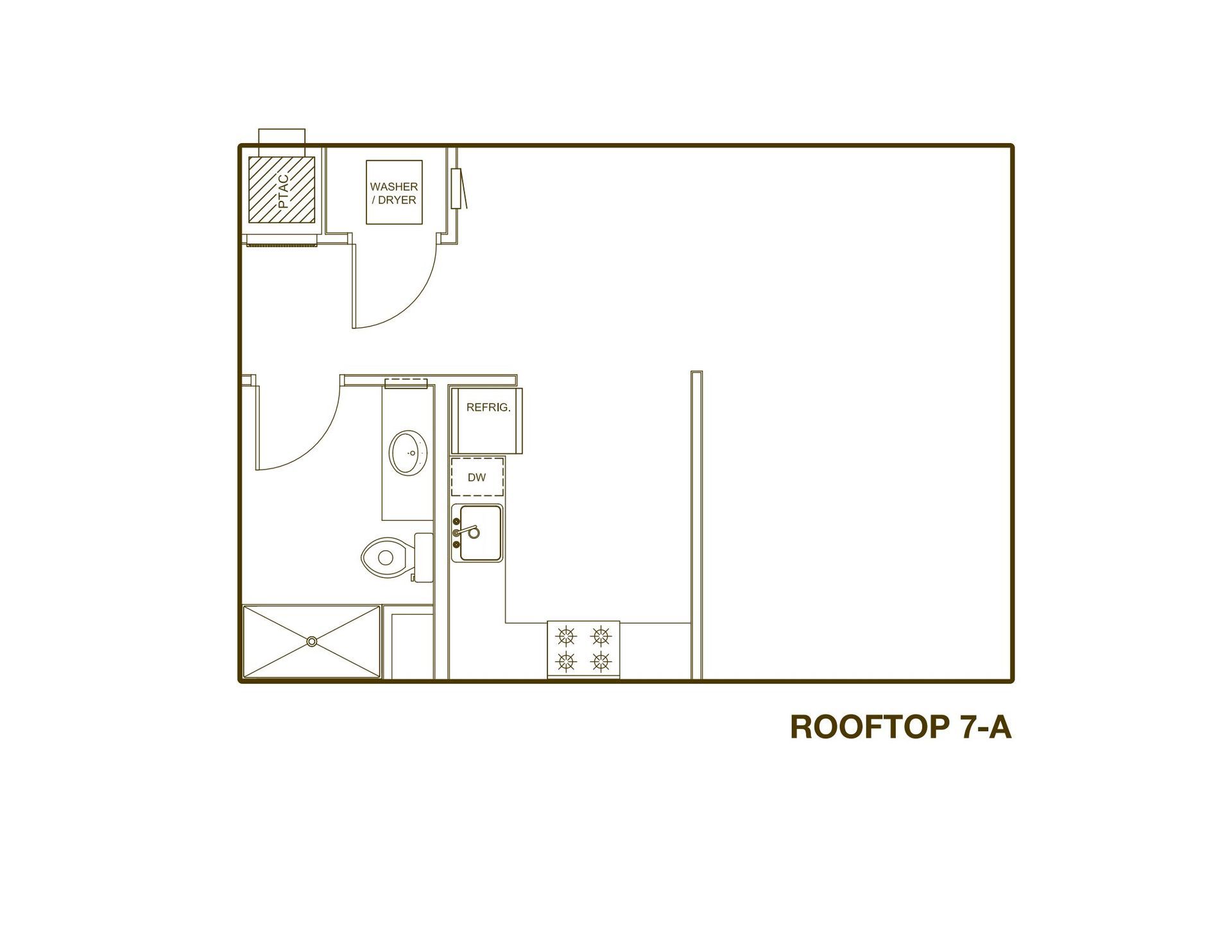 A black and white floor plan of a rooftop 7 a apartment