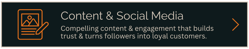 Website banner with orange monitor icon and text about turning visitors into customers and driving results