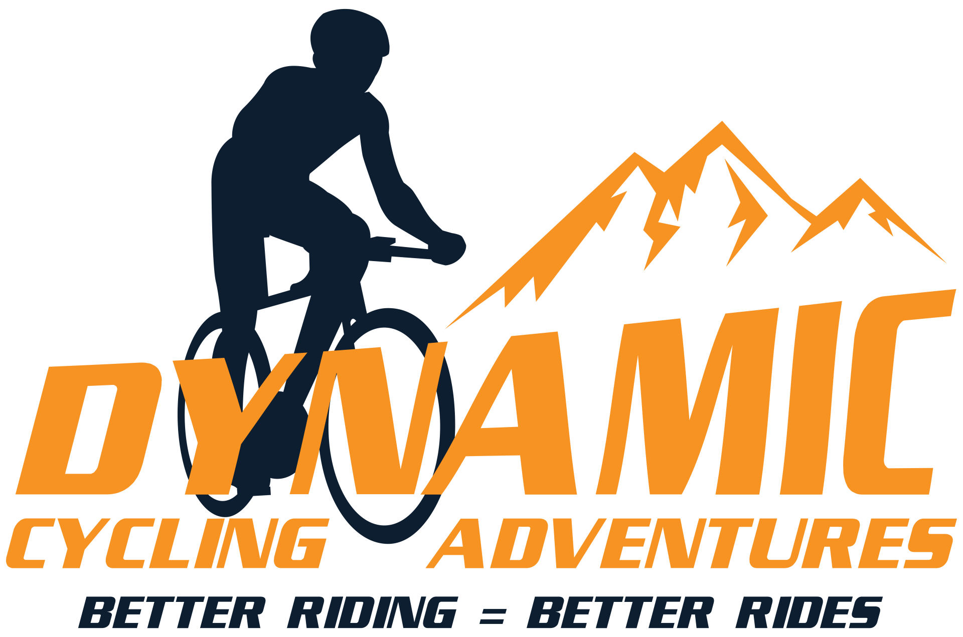 Silhouette of cyclist with mountains and