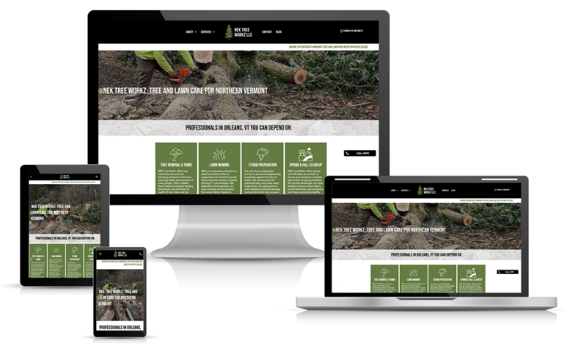 Website layout displayed on various devices.
