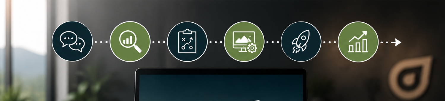 NEKO branded workspace with laptop, workflow icons, and marketing strategy elements above a modern desk.