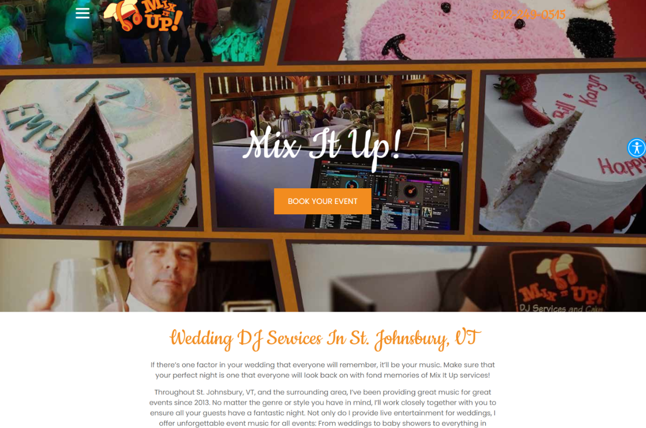 Collage of dessert photos with “Mix It Up!” banner and orange “Get Ready” button, promoting a sweet event