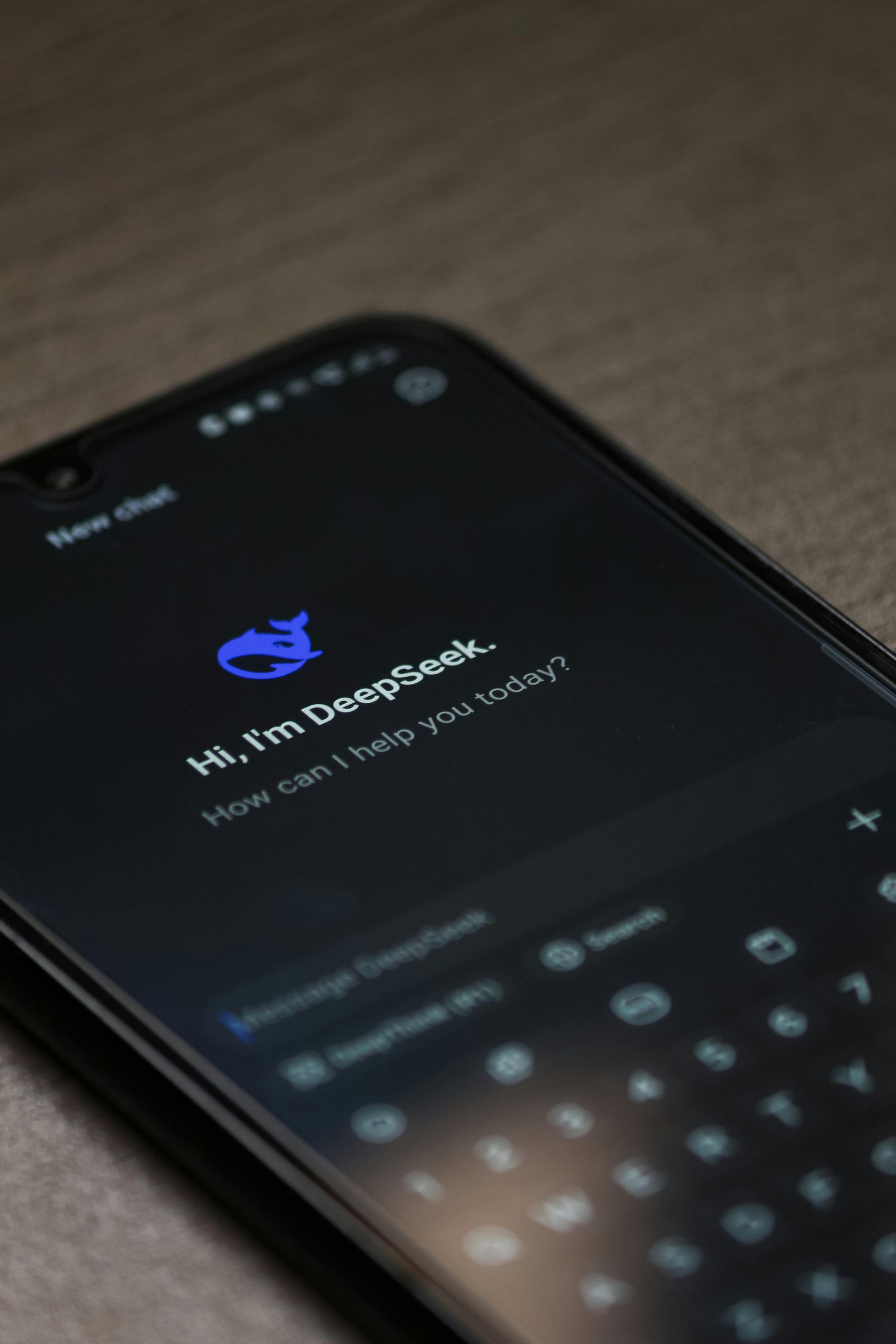 Close-up of a smartphone displaying an AI chatbot interface.