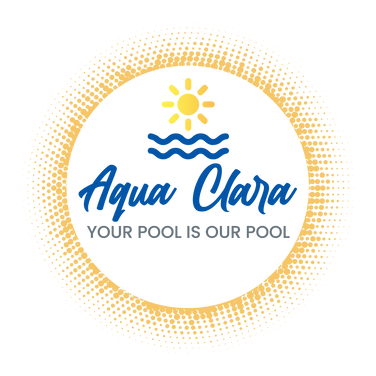 A logo for aqua clara your pool is our pool