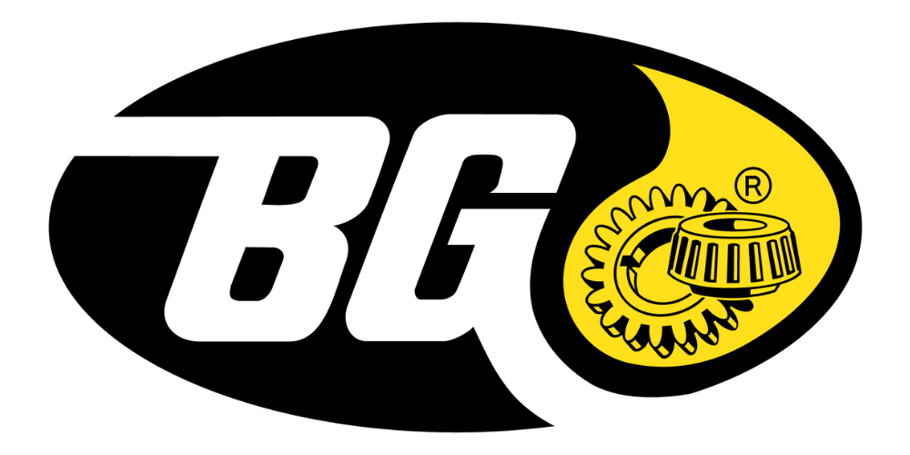 BG logo in white on black with a yellow gear emblem