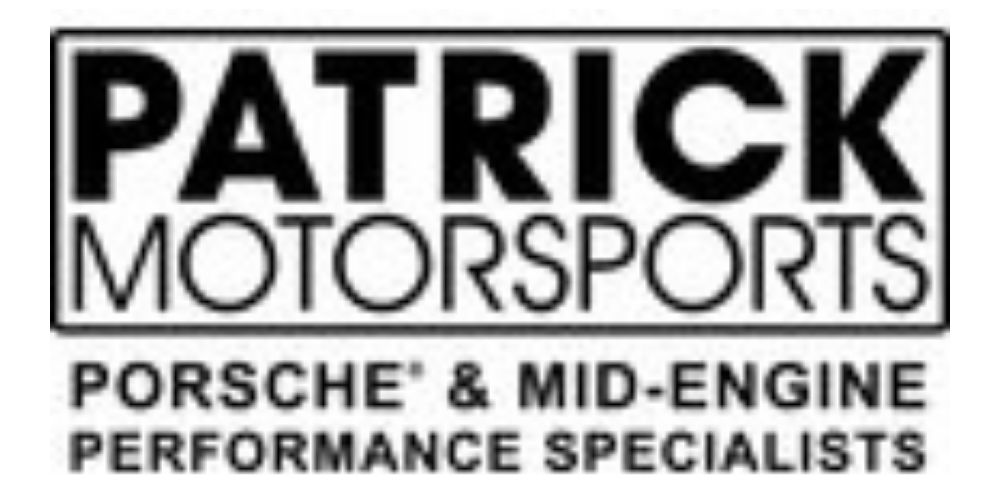 Patrick Motorsports logo with bold black text and the tagline “Porsche & mid-engine performance specialists.”