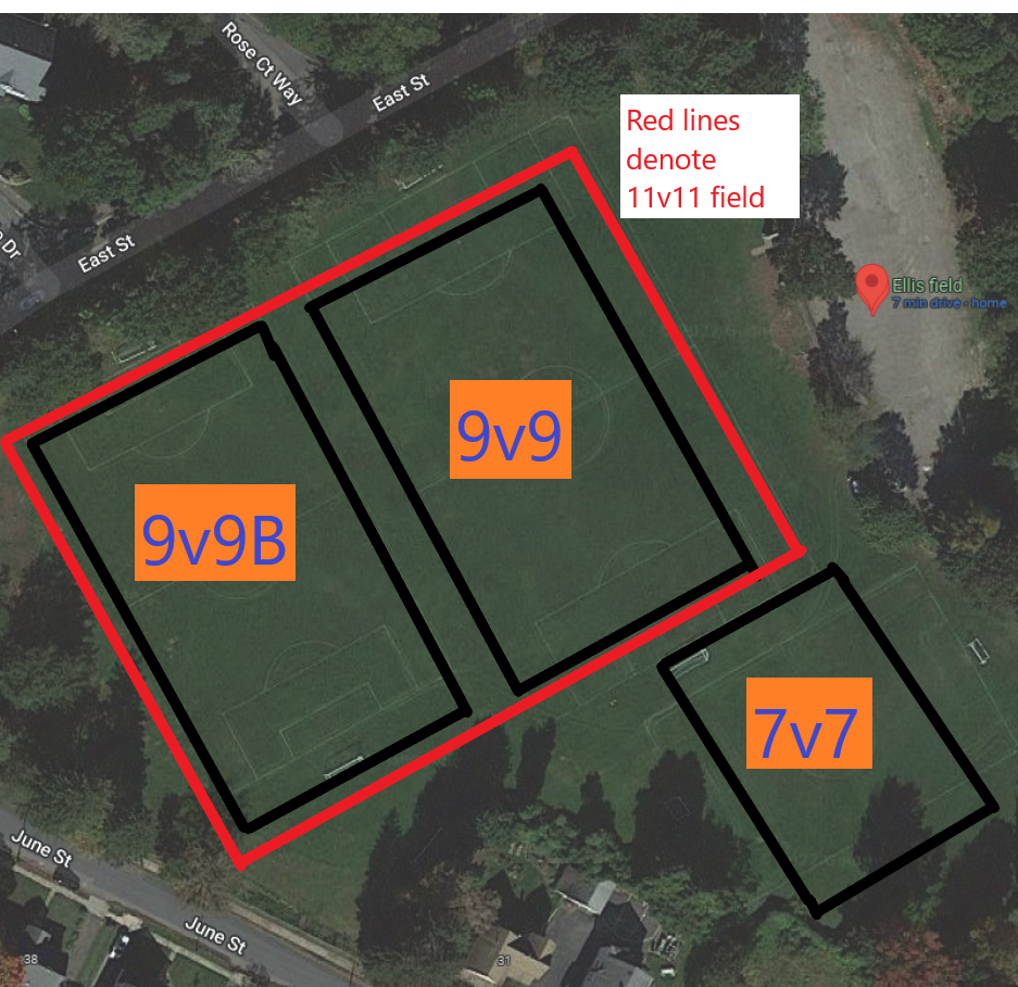 Ellis Fields map for Walpole Youth Soccer Association