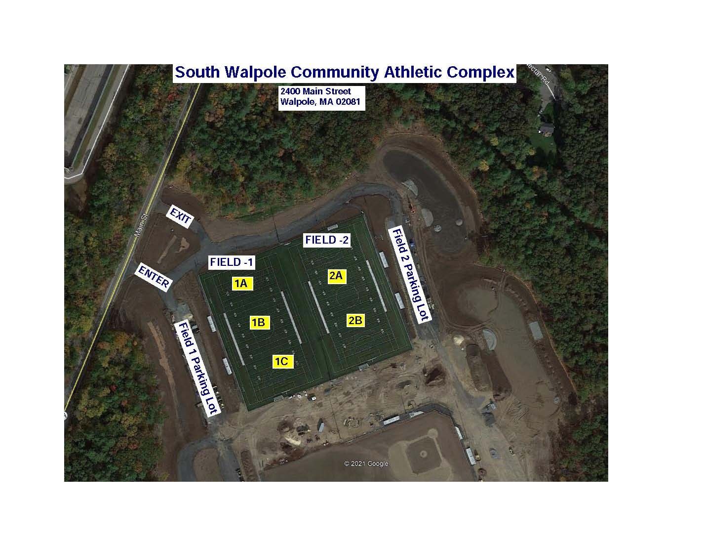 South Walpole Community Athletic Complex map for Walpole Youth Soccer Association