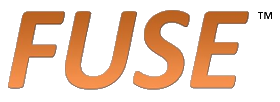 The word fuse that is on a white background