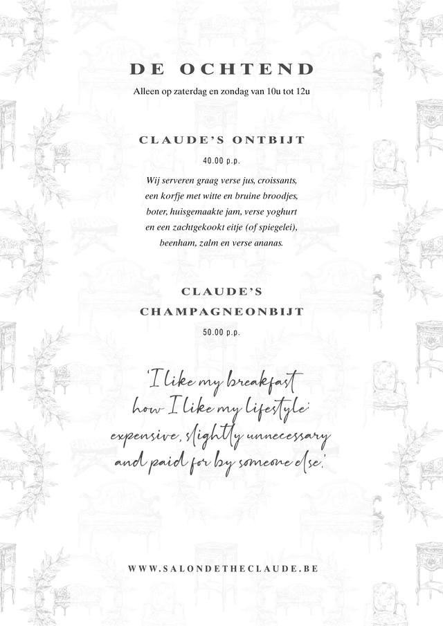 Salon de thé Claude menu